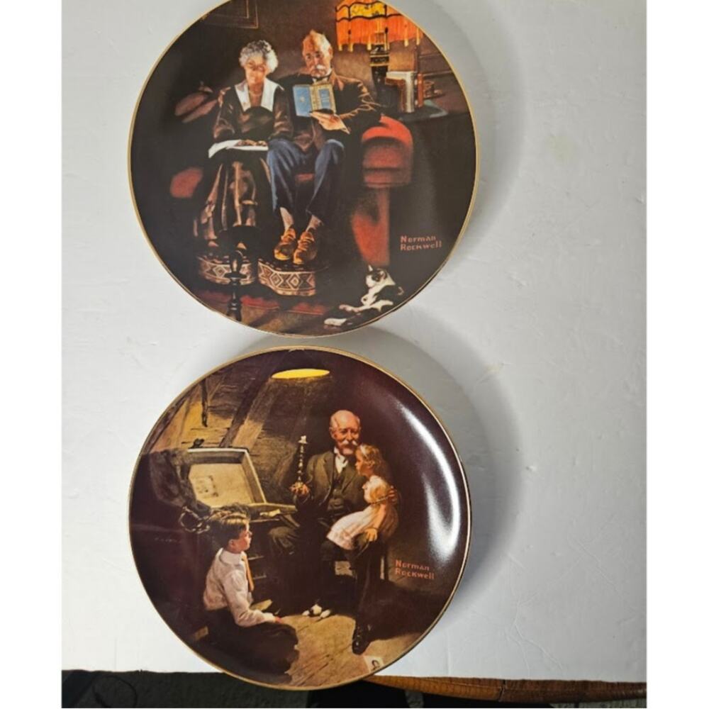 VTG Norman Rockwell Light Campaign Series "Evenings Ease" "Grandpa's Treasures"
